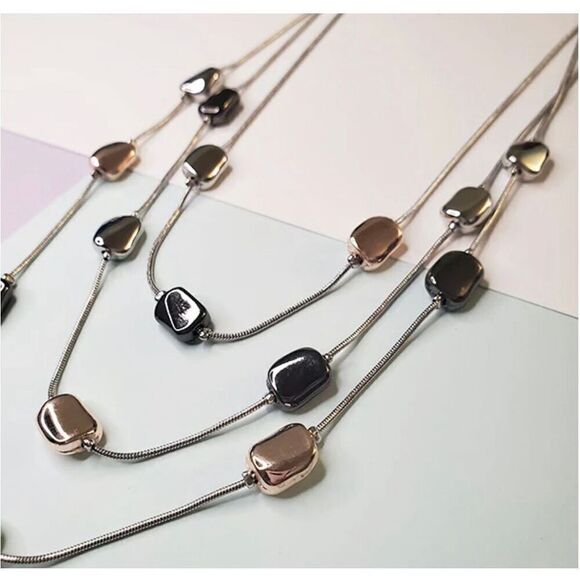 Pearl and Stone Aria Triple Tier Necklace - Picture 2 of 5